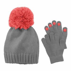 Girls 4-16 Rhinestone Hat & Gloves Set